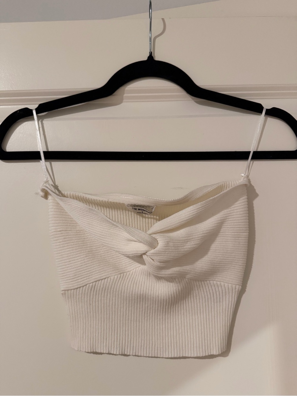 Knot Front Ribbed White Knit tube top Sweater